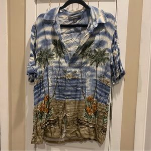 Tropical Beach Theme Button Up Shirt